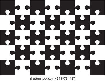 Puzzle pieces vector illustration. Abstract black and white pattern background for team and success design