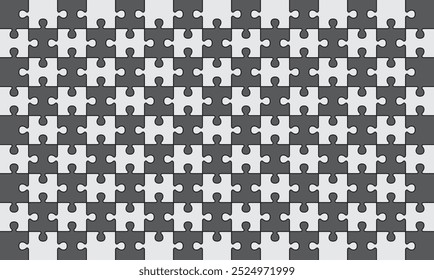 Puzzle pieces vector illustration background. Abstract black and white pattern