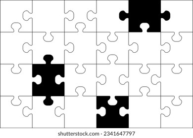 Puzzle pieces vector illustration isolated on white background.
Puzzle pieces vector set. Separate puzzle pieces.