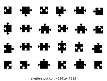 Piezas de rompecabezas ilustradas en el fondo blanco.
Juego de vectores de piezas de rompecabezas. Piezas de rompecabezas separadas.