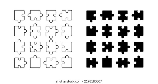 Puzzle pieces vector illustration. Puzzles jigsaw symbol. Vector blank template