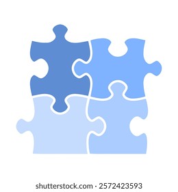 Puzzle pieces vector object set. Four simple jigsaw puzzle pieces illustration. Flat design.