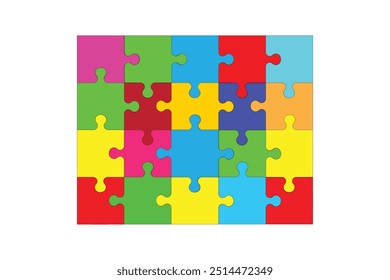 Puzzle pieces vector set. Puzzle jigsaw on white background. Set of puzzle pieces. Vector illustration
