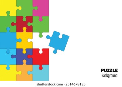 Conjunto de vetor de peças de quebra-cabeça. Quebra-cabeça em fundo branco. Conjunto de peças de quebra-cabeça. Ilustração vetorial