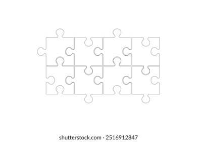 Puzzle pieces vector set. Puzzle jigsaw on white background. Set of puzzle pieces. Vector illustration