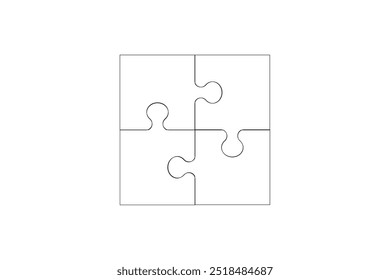 Puzzleteile, Vektorsatz. Puzzle-Puzzle auf weißem Hintergrund. Puzzleteile. Vektorgrafik