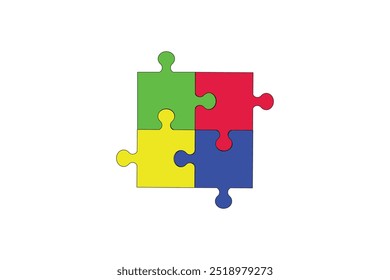 Puzzle pieces vector set. Puzzle jigsaw on white background. Set of puzzle pieces. Vector illustration