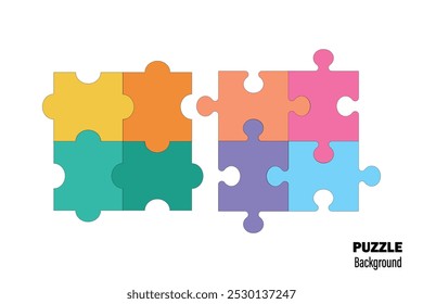 Conjunto de Vector de piezas de rompecabezas. Rompecabezas del rompecabezas en el fondo blanco. Conjunto de piezas de rompecabezas. Ilustración vectorial