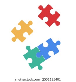 Puzzle pieces vector set. Puzzle jigsaw on white background. Set of puzzle pieces. Vector illustration