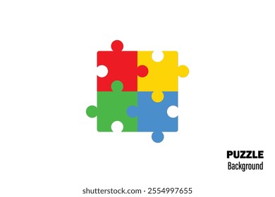 Puzzle pieces vector set. Puzzle jigsaw on white background. Set of puzzle pieces. Vector illustration.