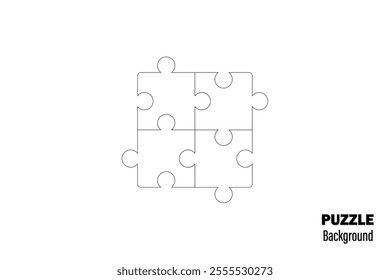 Puzzle pieces vector set. Puzzle jigsaw on white background. Set of puzzle pieces. Vector illustration