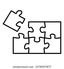 Puzzle pieces vector set. Puzzle jigsaw on white background. Set of puzzle pieces. Vector illustration