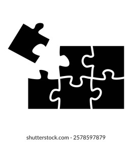 Puzzle pieces vector set. Puzzle jigsaw on white background. Set of puzzle pieces. Vector illustration