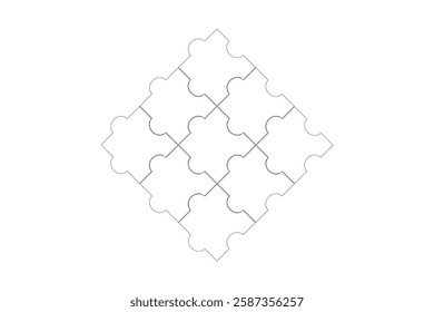 Puzzle pieces vector set. Puzzle jigsaw on white background. Set of puzzle pieces. Vector illustration
