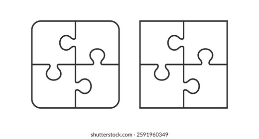 Puzzle pieces vector set. Puzzle jigsaw on white background