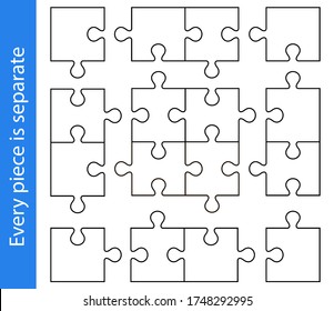 Puzzle pieces vector set, separate pieces