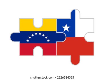 puzzle pieces of venezuela and chile flags. vector illustration isolated on white background