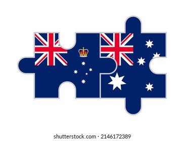 puzzle pieces of victoria sand australia flags. vector illustration isolated on white background
