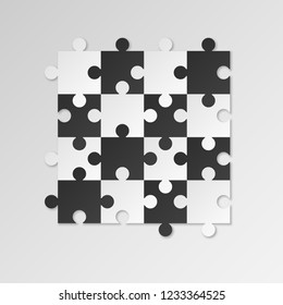 Puzzle pieces. white and black vector related icon for web and mobile applications. It can be used as - logo, pictogram, icon, infographic element. Vector Illustration.