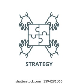 Puzzle pieces,strategy vector line icon, linear concept, outline sign, symbol