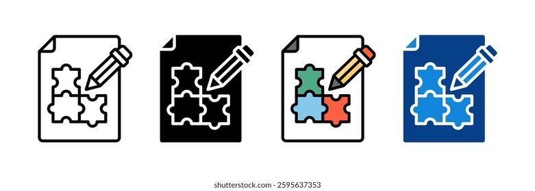 Puzzle Planning Icon Set Multiple Style Collection