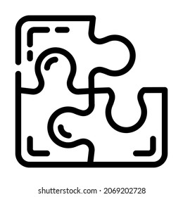 Puzzle Planungs-Linie Symbol Vektorgrafik. Planungszeichen für ein Rätsel. isoliertes Kontursymbol