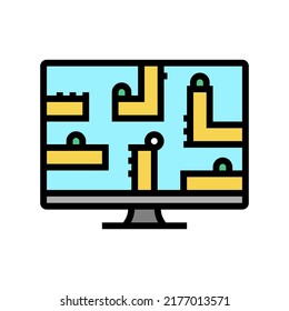 vector de icono de color de juego de vídeo de plataforma de rompecabezas. signo de videojuego de plataforma de rompecabezas. ilustración de símbolo aislado