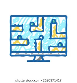 Puzzle-Plattform-Video-Spiel doodle Symbol Skizze Vektor. Puzzle-Plattform-Videospiel-Zeichen. einzelne Symbolgrafik