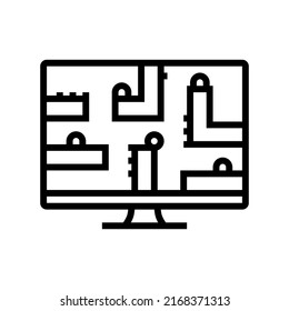 Rätsel Plattform Videospiel Linie Symbol Vektorgrafik. Rätsel Plattform Video-Game-Schild. isoliertes Kontursymbol