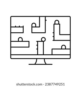 puzzle platform video game line icon vector. puzzle platform video game sign. isolated contour symbol black illustration