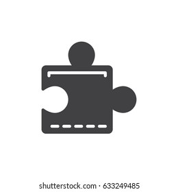 Puzzle, plugin, icon vector, filled flat sign, glyph style pictogram isolated on white. Symbol, logo illustration. Pixel perfect
