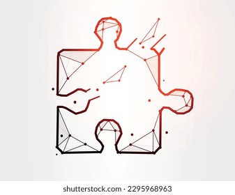 Puzzle, polygonal, Vektorgrafik auf weißem Hintergrund.  Stück Puzzle abstrakte Kunst.