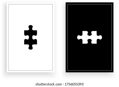 Puzzle poster design, vector. Scandinavian minimalist art design. Black and white modern poster design. Wall decals, artwork, art decor. 