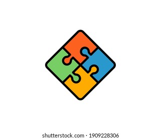 Puzzle premium line icon. Simple high quality pictogram. Modern outline style icons. Stroke vector illustration on a white background. 