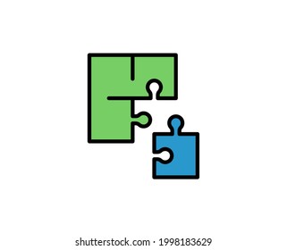Puzzle Premium Line Symbol. Einfaches hochwertiges Piktogramm. Moderne Kontursymbole. Schlagt Vektorgrafik auf weißem Hintergrund. 