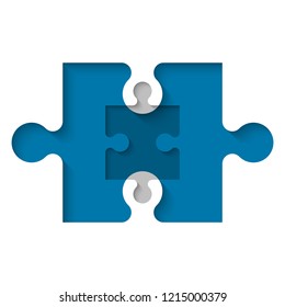 Puzzle presentation. Abstract puzzle infographic template explanatory text field for business statistics. Vector pieces puzzles illustration. Section compare service banner