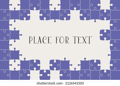 Puzzle, purple. Indented for text. Banner, poster. Vector illustration, background.