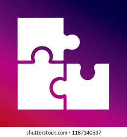 Puzzle purple and pink gradient white icon minimal design