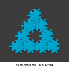 Puzzle pyramid banner presentation. Abstract puzzle infographic template with explanatory text field business statistics. Vector pieces puzzles illustration. Section compare service banner background