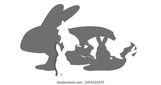 Ilustración de conejo de rompecabezas. Ilustración de conejo con conejo gris y blanco. 
