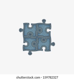 Puzzle . Realistic denim .Vector  Eps10