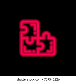 Puzzle red glowing neon ui ux icon. Glowing sign logo vector