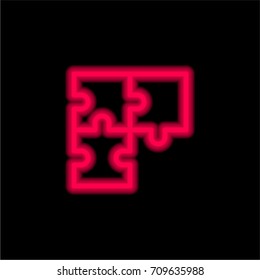 Puzzle red glowing neon ui ux icon. Glowing sign logo vector