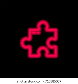 Puzzle red glowing neon ui ux icon. Glowing sign logo vector