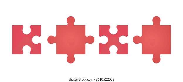 Puzzle. Red puzzle pieces. Vector illustration.