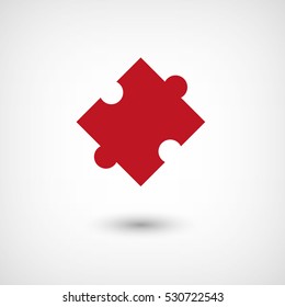 puzzle - red vector  icon with shadow