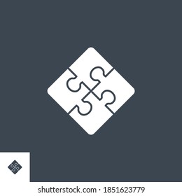 Puzzle related vector glyph icon. Isolated on black background. Vector illustration.