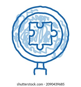 Puzzle Research sketch icon vector. Hand drawn blue doodle line art Puzzle Research sign. isolated symbol illustration