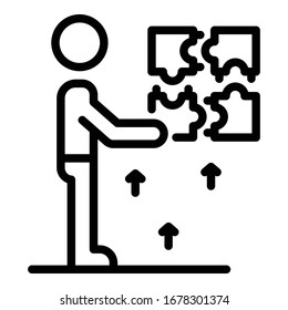 Puzzle resolve skill icon. Outline puzzle resolve skill vector icon for web design isolated on white background