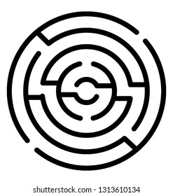 Puzzle round maze line icon 